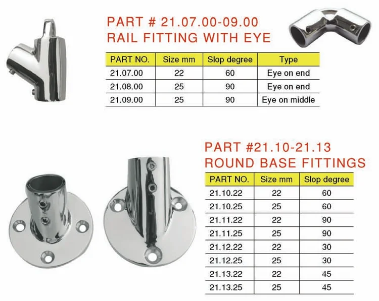 Marine Hardware Boat Railing Fittings 3 Way Pipe Railing Connector