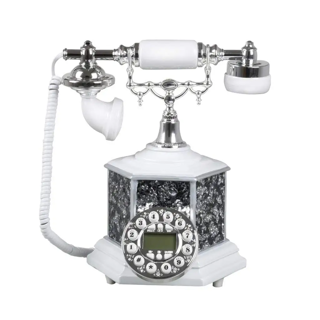 Glass Patch Rustic Style Fixed Landline Home Fixed Retro Landline Creative Retro Resin Antique Bedroom Hotel Room School Landline (Style : Glass mesh)