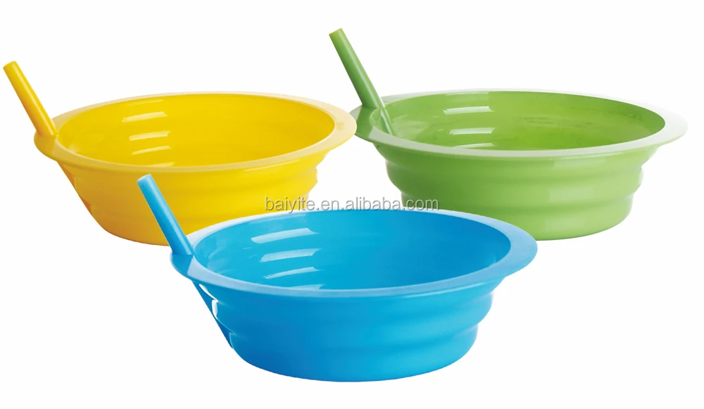 650ml Personalized Plastic Food Bowls With Straw Buy Round Plastic