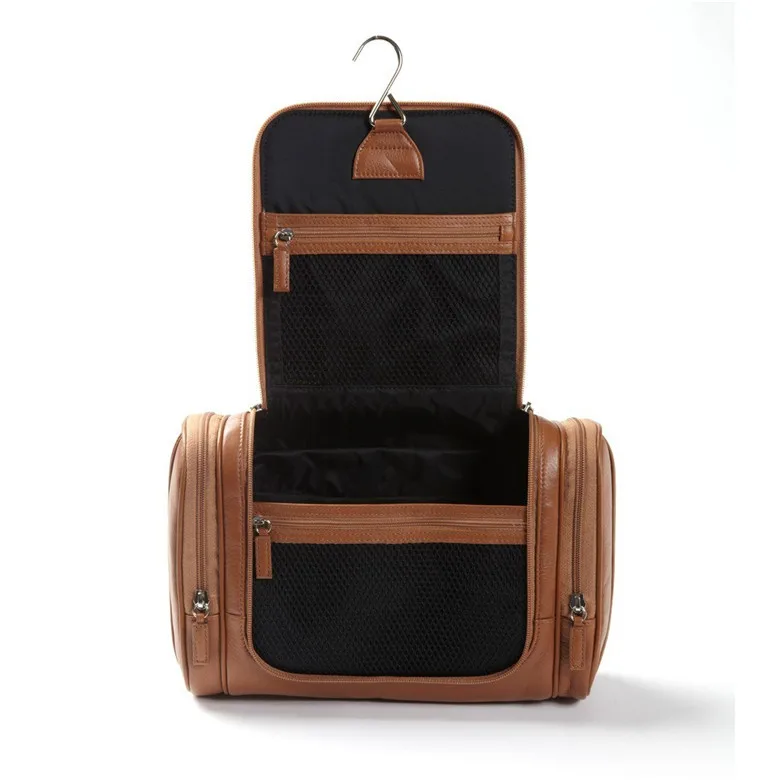 mens leather hanging toiletry bag