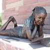 Best Sales Factory Custom Garden Metal Craft Bronze Casting Girl Reading Garden Statue