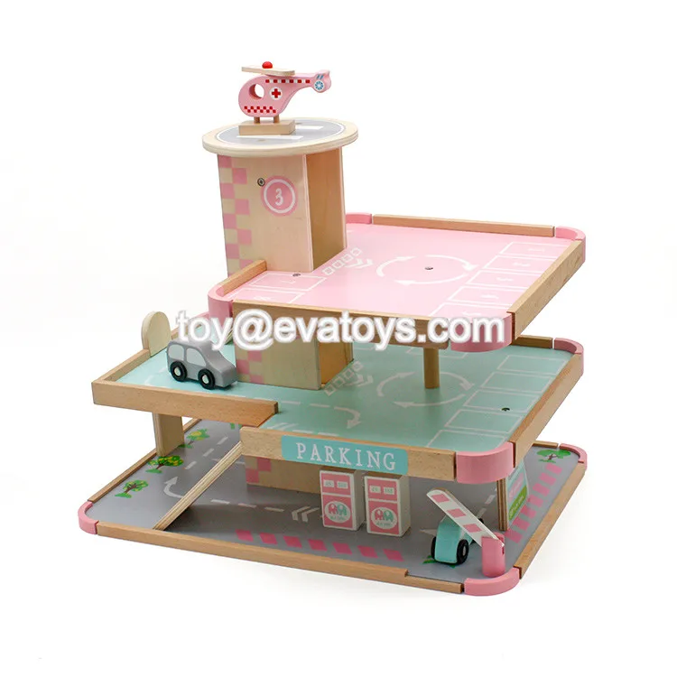 pink wooden car garage