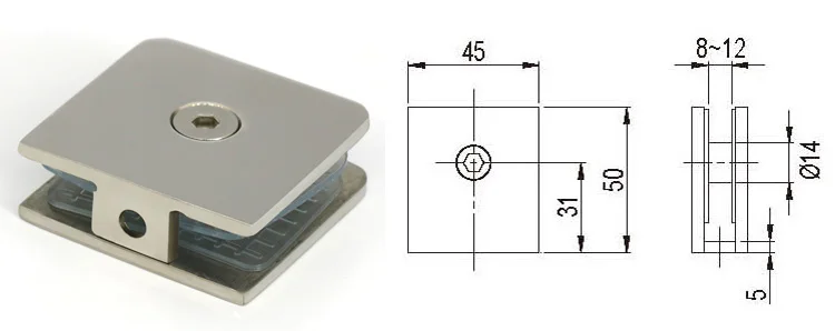 Wall mounted clamp glass fixing bracket