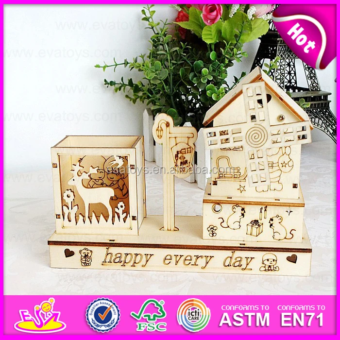 Cheap Wooden Craft For Kids,Wooden Music Box With Pen Holder,High