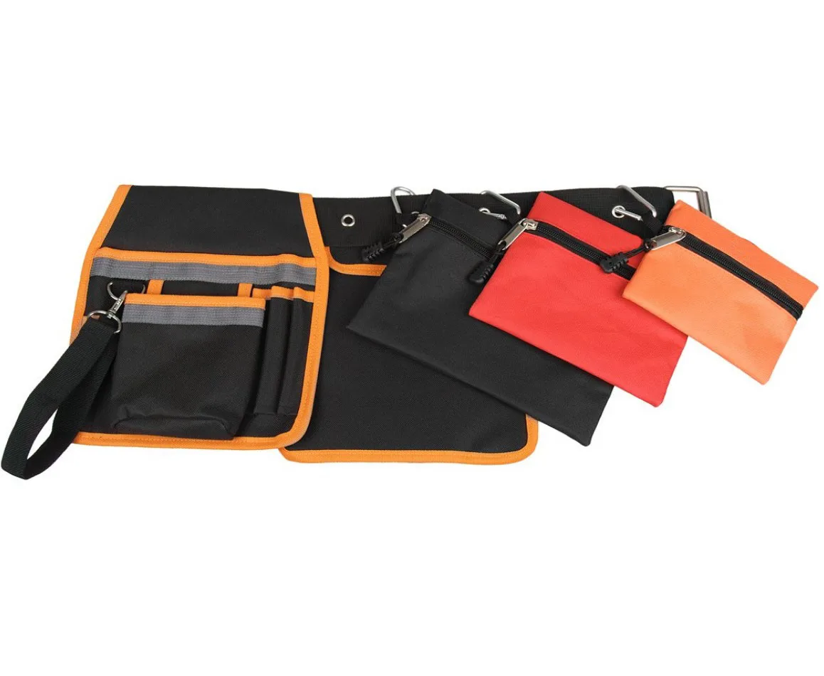 Black / Orange Heavy Duty Tool Belt Apron Bag Carpenters Joiners