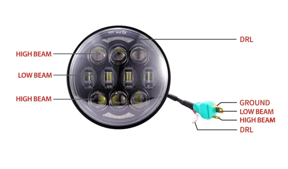 Фара мотоцикла схема. Распиновка лед фары. Фары led 7 дюймов распиновка. Светодиодная фара на мопед схема подключения. Led фара схема подключения на мотоцикл Irbis.