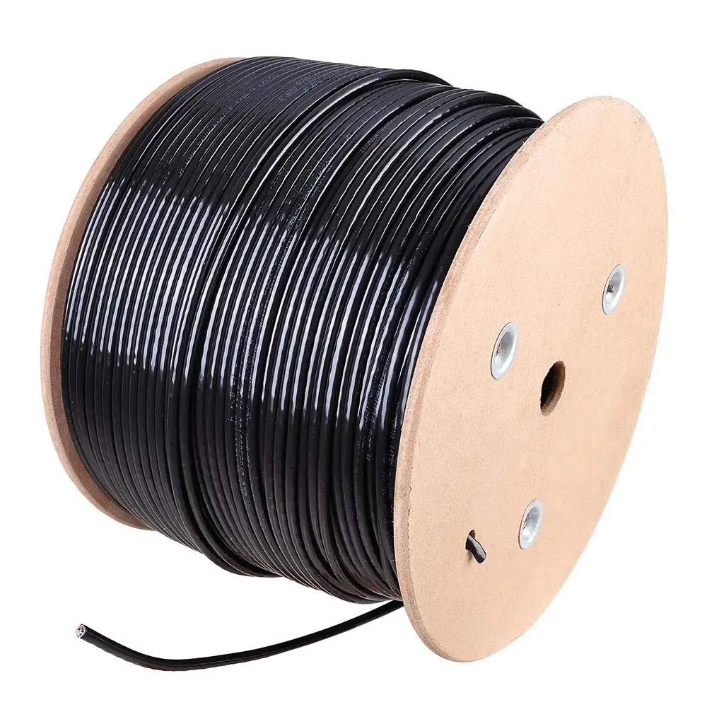 Spool Solid 24AWG Bulk Shielded Cat5e 1000-Foot Black Ethernet Cable CNE42494 CMXT STP Foil Plus Waterproof Tape