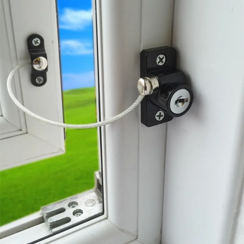 4 x Black Window Door Restrictor Safety Locking UPVC Child Security Wire Cable 