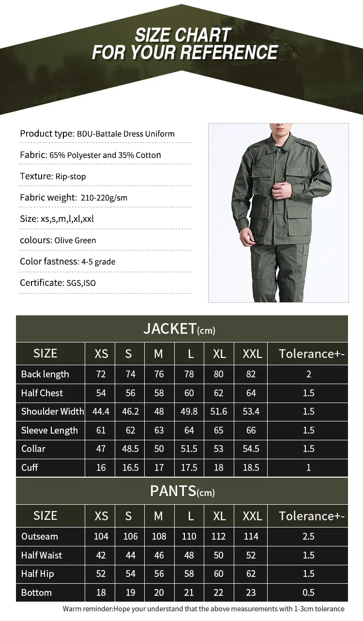 Military Uniform Size Chart