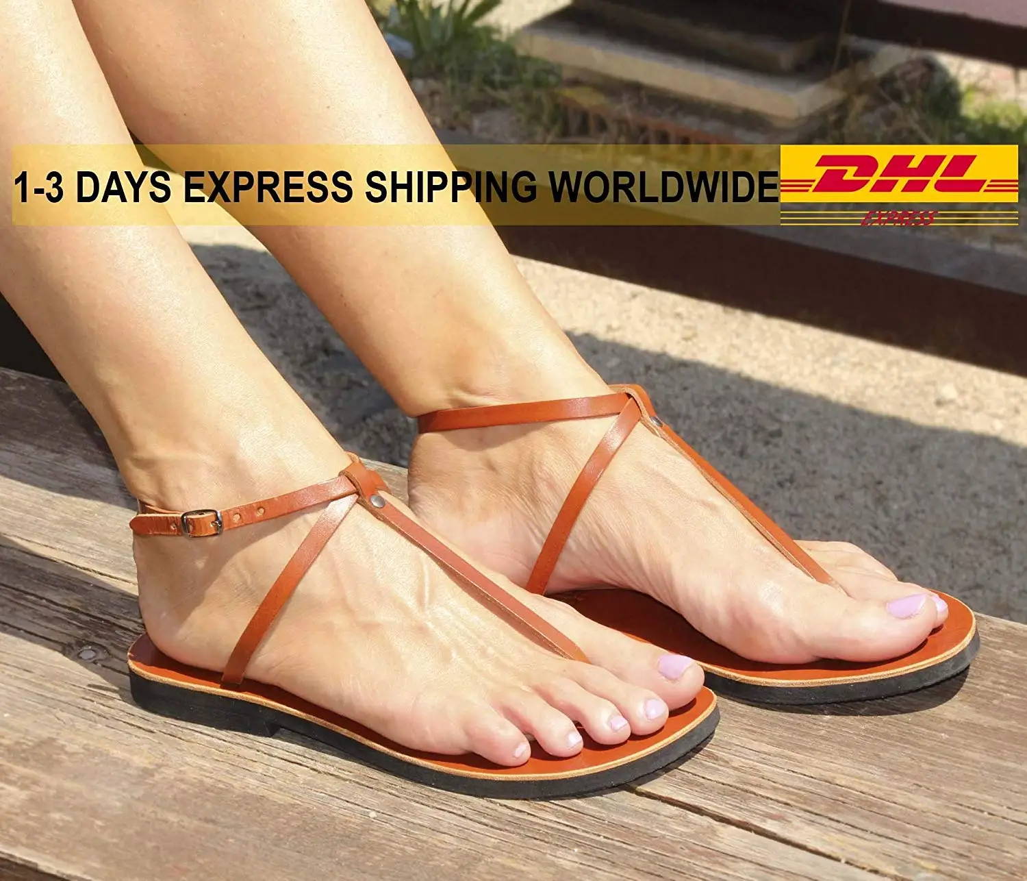 Expedited Shipping Leather Thong Sandals, Barefoot Ankle Strap Flats, Unisex Delicate Sandals, Slingback Sandals - SIN