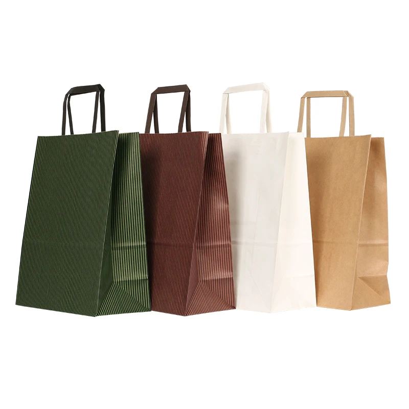 Handle Customized Design Shopping Gift Printed Kraft Paper Bag Flat