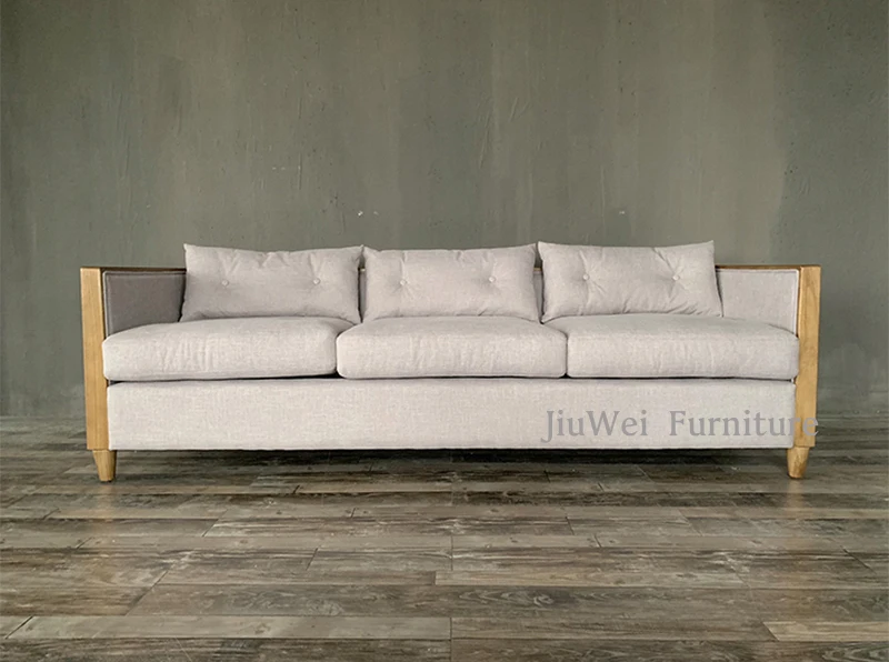 Custom Oak Wooden Frame Living Room Furniture Antique French Style Sofa