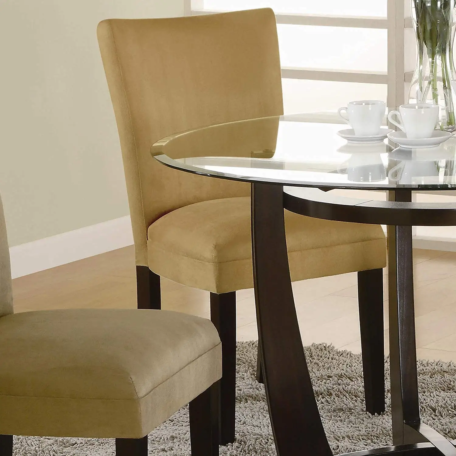 Buy Set Of 2 Parson Dining Chairs Gold Ochre Microfiber In Cheap