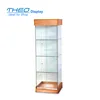 Wooden top and bottom seat 3 tiers glass display cabinet showcase with lock for articles of luxury
