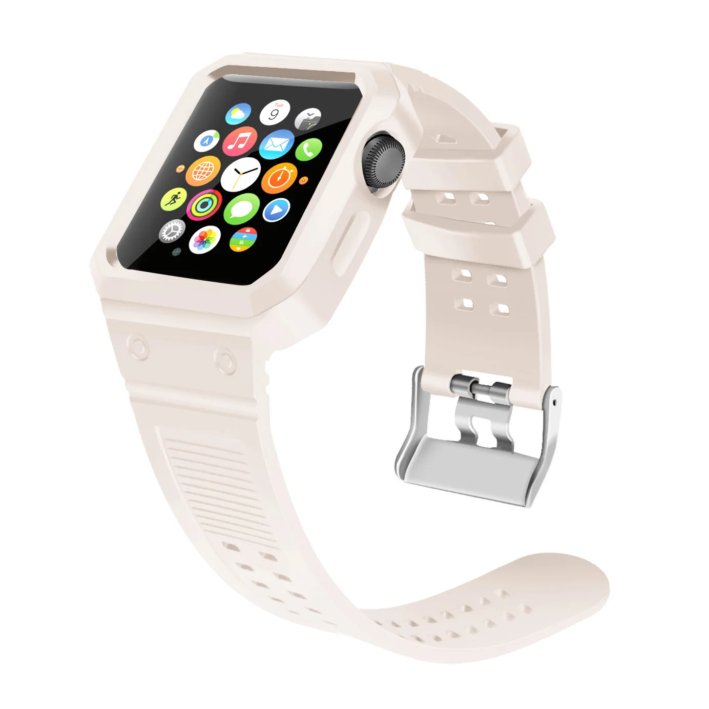 For Apple Watch Case And Strap,Rugged Protective Case With Strap Bands
