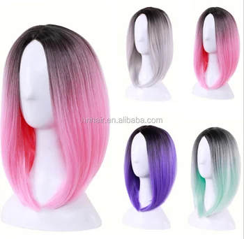 Bob Style Short Pink Cosplay Wig Synthetic Fake Hair Wigs Buy