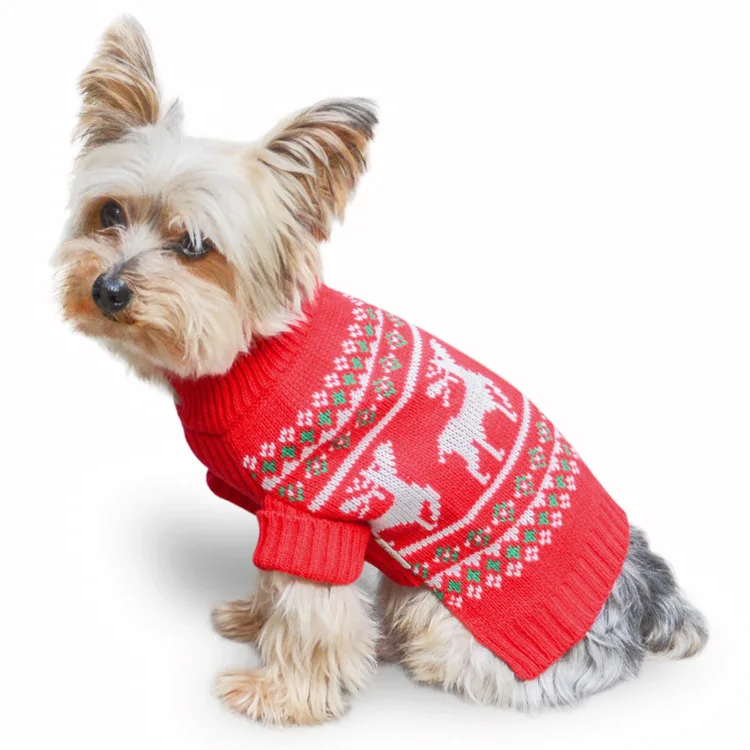 Paleo Pet Warm Clothes Colorful Soft Cute Jacquard Design Christmas Dog Knit Sweater Jumper Pet Accessories For Winter