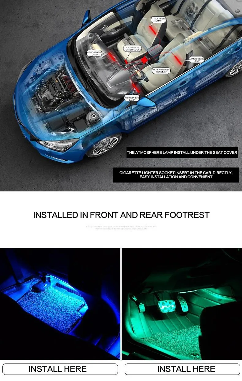 Htauto 16w1000 Lm車のアクセサリーインテリアフットライトledランプで変色制御による音声 Buy フットライト Ledランプ インテリアledストリップライト カーアクセサリーledストリップライト Product On Alibaba Com