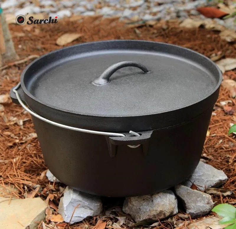 8 Litre Cast Iron Casserole Pot Camping Pot Kazan brätter Frying Pan Induction 