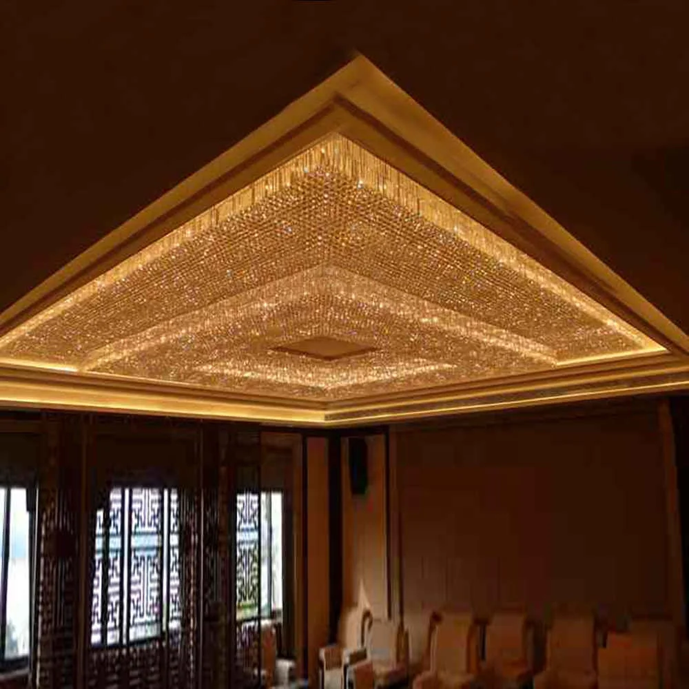 China Supplier Crystal Lighting Custom-made Rectangular Pendant Light Chandelier Modern Crystal Lustre Chandelier