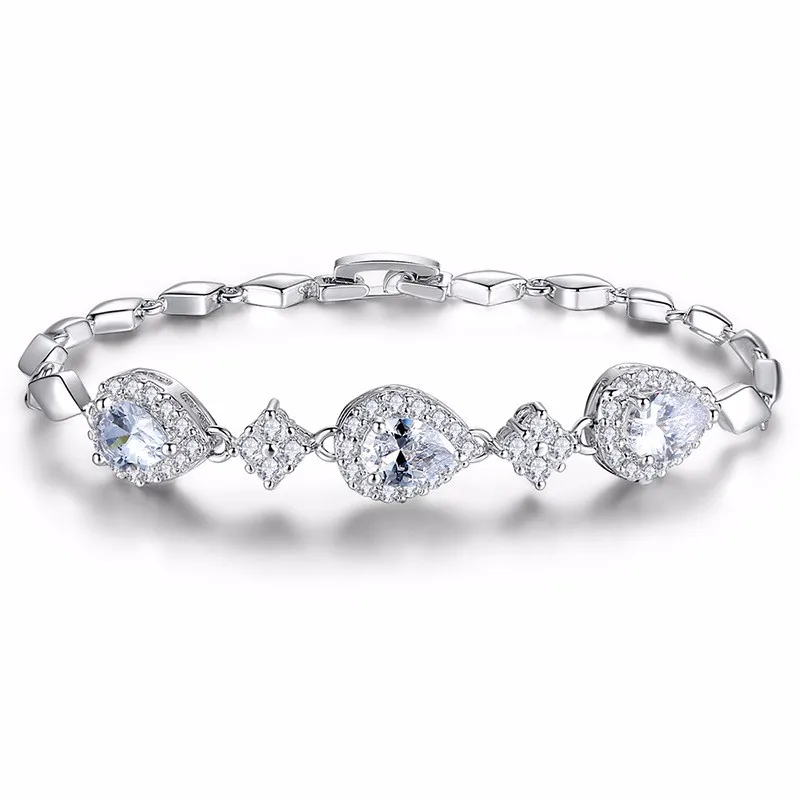 Sjb006 Ladies Fancy Items Brass 18k Gold Plating Waterdrop Shape Cubic