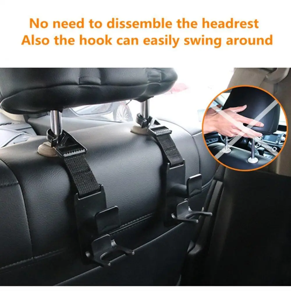 Strong and Durable Car Vehicle Seat back Headrest Hanger Holder Hook for Handbags Purses Coats and Grocery Bags