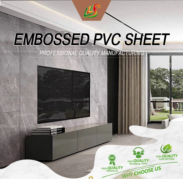 Waterproof eco-friendly anti-scratch  embossed pvc sheet for house
