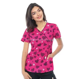 Women's Nursing Scrub Tops Printed Medical Uniforms Women's Nursing Scrub Tops Printed Medical Uniforms