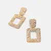 Kaimei 2020 New Jewelry Collection Summer Fashion Gold Plate Square Geometrical Embossed Metal Statement Earrings For Women