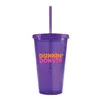 Smart Planet 16-Ounce Eco Double Walled Cold Drink Cup with Straw Purple