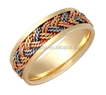  Dubai  Cheap  14k Tri color Gold Men s Comfort fit Handmade 