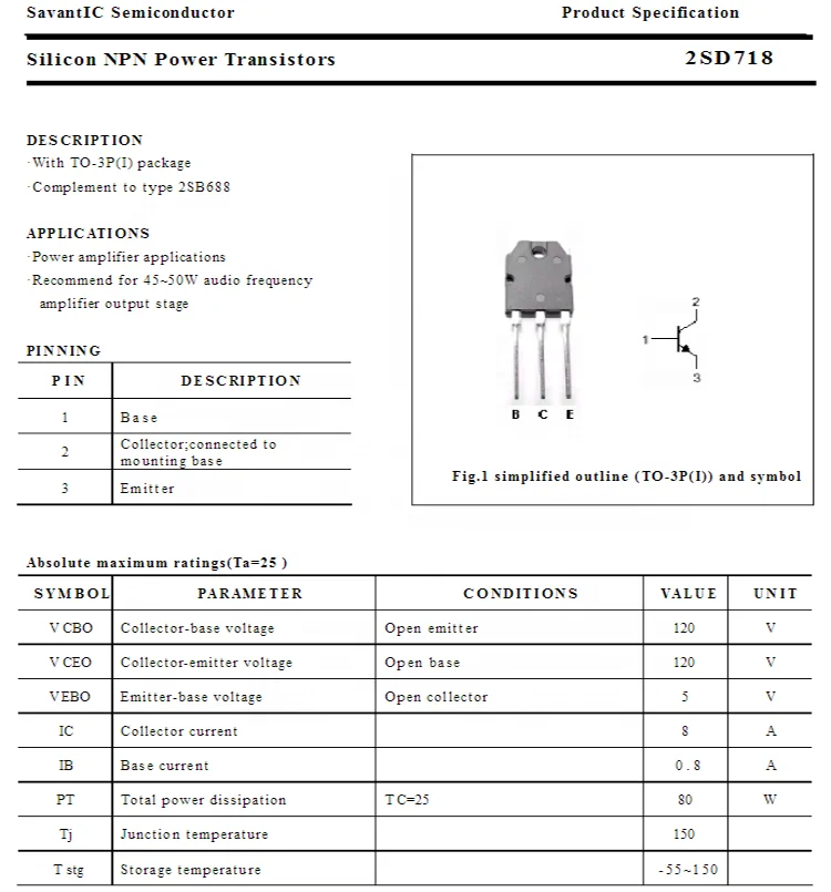 2sd718 To3p Npn Power Mosfet D718 Transistor Equivalent Buy