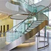 Real Villa indoor tempered glass step curved staircase for commercial and residential use