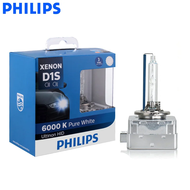 Philips Xenon Ultinon D1S 85410WXX2 35W HID 6000K Bright White Light Car Upgrade Headlight Lamps Flash Quick Start, Pair