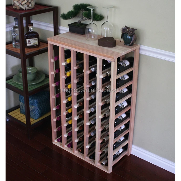 54 Bottle Solid Pine Wood Wine Rack Diy Wood Cardboard Wine