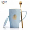 Creative European couples porcelain student gift web celebrity cup wholesale souvenir ceramic coffee cup mug with lid