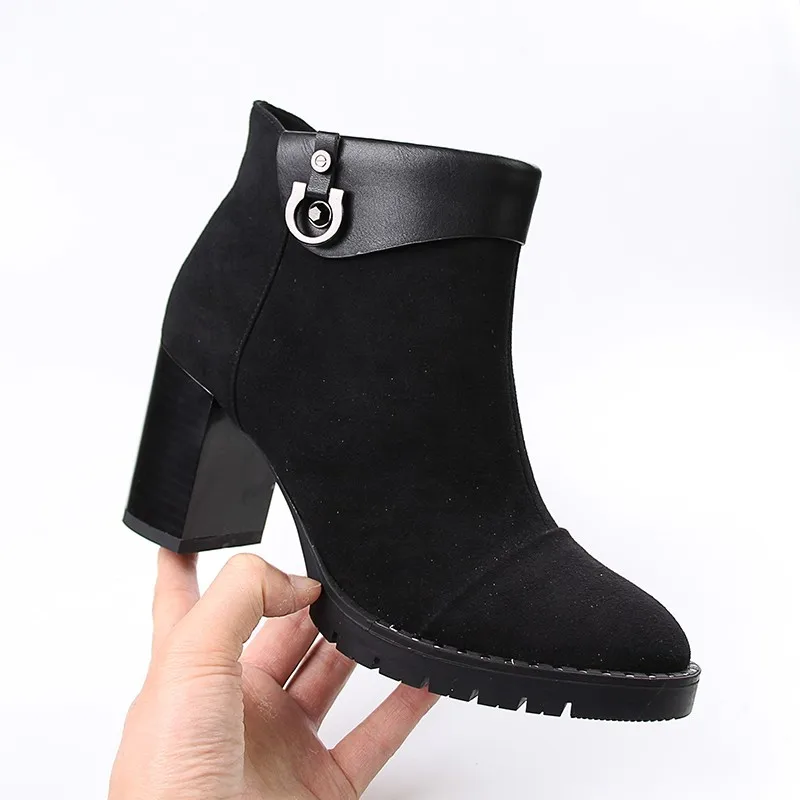Latest Design Occident Trends Cheap High Neck Black Boot Shoes Round ...