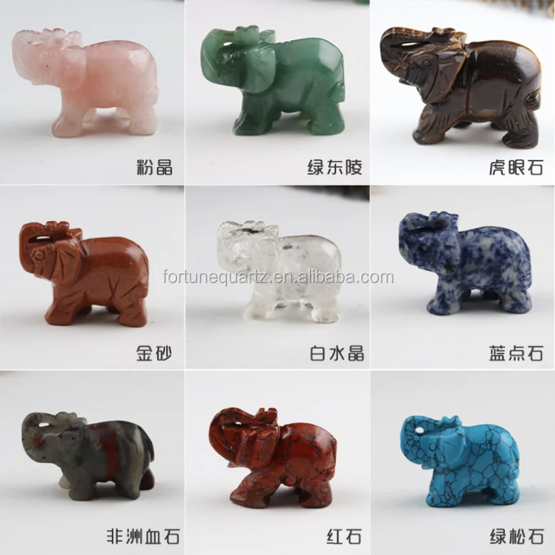 Wholesale Gemstone Crystal Animal Carvings Jade Elephants Crystal ...