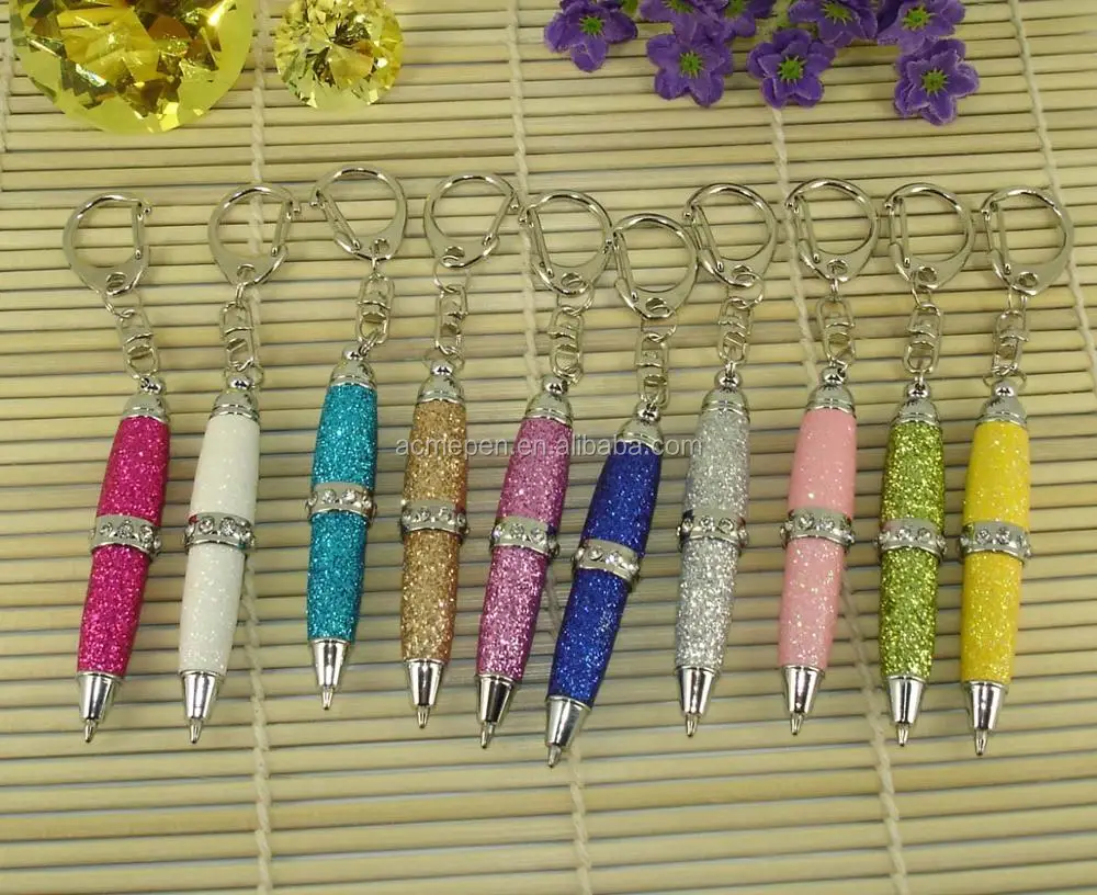 Novelty Design Cute Pens School Supplier Product Mini Pen With Pu Leather Glitter Finish