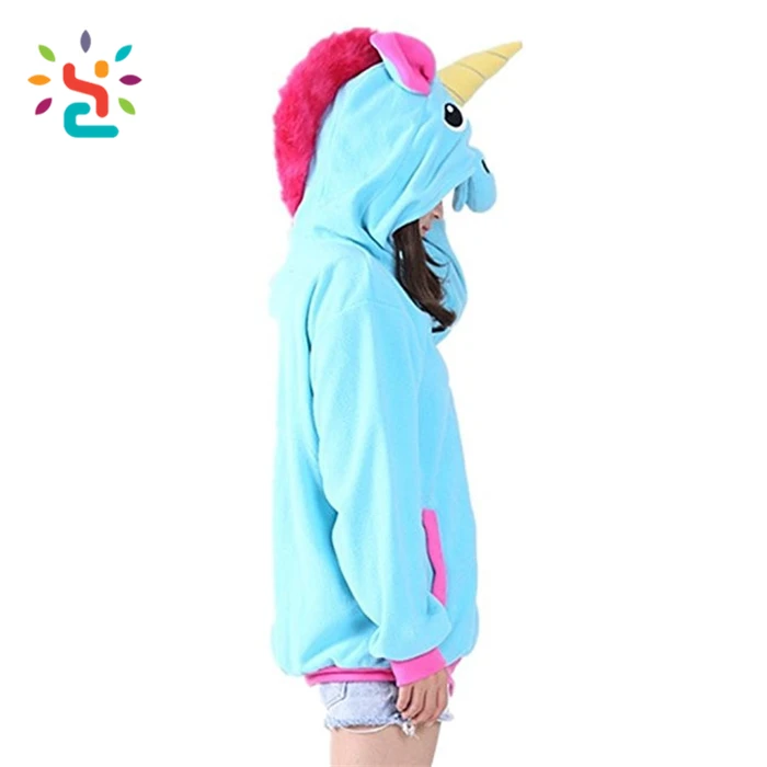 Light Blue Unicorn Hoodies Wholesale Women's Winter Cute Hoodies Own ...