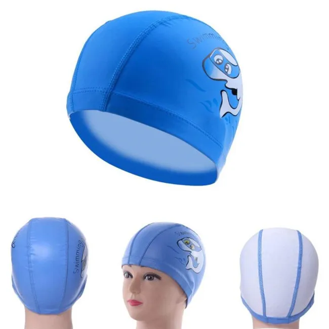 Kids Breathable Swimming Hat Waterproof Hair Care Ear Protection Swim Cap 