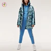 New Design Winter Button Shiny Fancy Street Wear Metallic Long Down Jacket