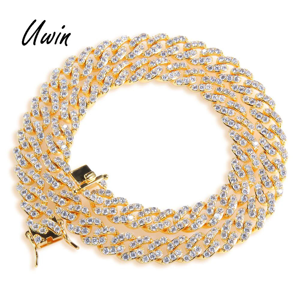 

Hiphop Men Women Iced Out 9mm Cuban CZ Link Chain Bling Miami Cuban Necklace New Arrivals Rapper Jewelries, Gold, silver, or custom for you