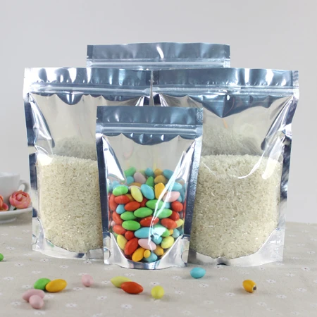 Stand up foil pouch with zipper and clear window for nuts packing