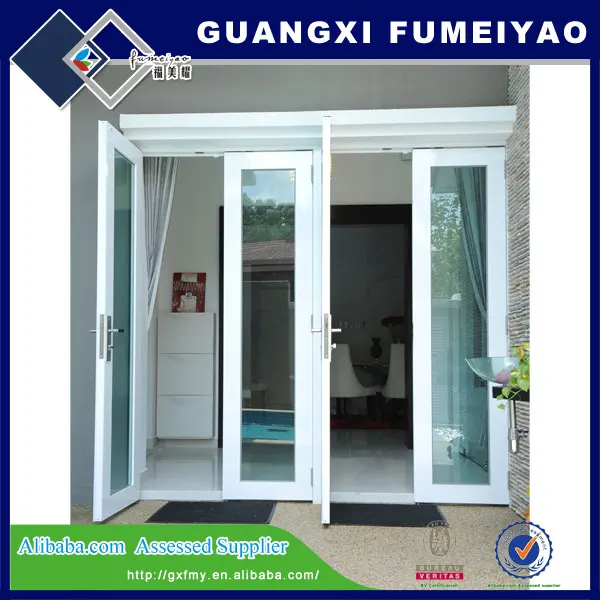 Aluminium Casement Pintu Etched Kaca Pintu Masuk Dampak 