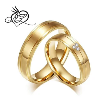 18k Gold Plated Mens Stainless Steel Wedding Bands For Him 18k Gold Plated Mens Stainless Steel Wedding Bands For Him And Her Womens Cubic Zirconia