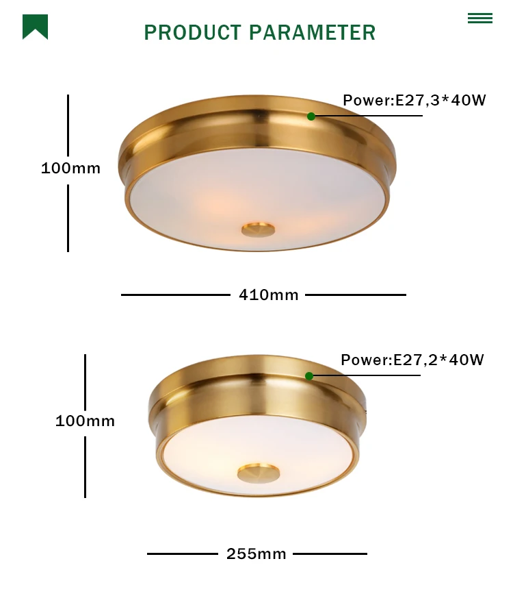 European luxury  plated gold brown round iron art restaurant porch ceiling  lamp