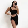 2019 new arrival women fashion casual one shoulder dresses lady summer two piece bodycon clothing