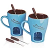 Customized Blue Ceramic Fondue Pots for Chocolate Cheese Melting