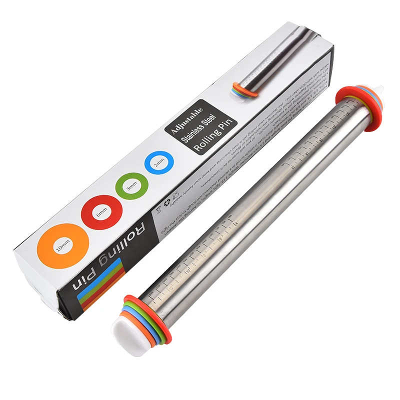 Amazon Adjustable Stainless Steel Rolling Pin With 4 Thickness Rings